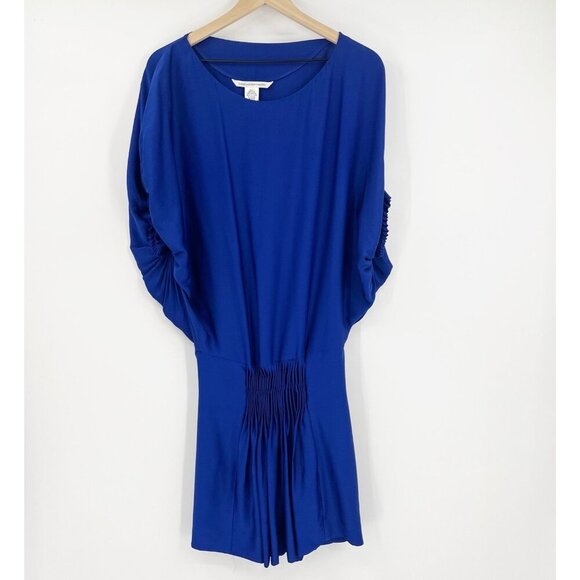 DVF Diane Von Furstenberg Blue Silk Blouson Dress Size 0 - Picture 1 of 6
